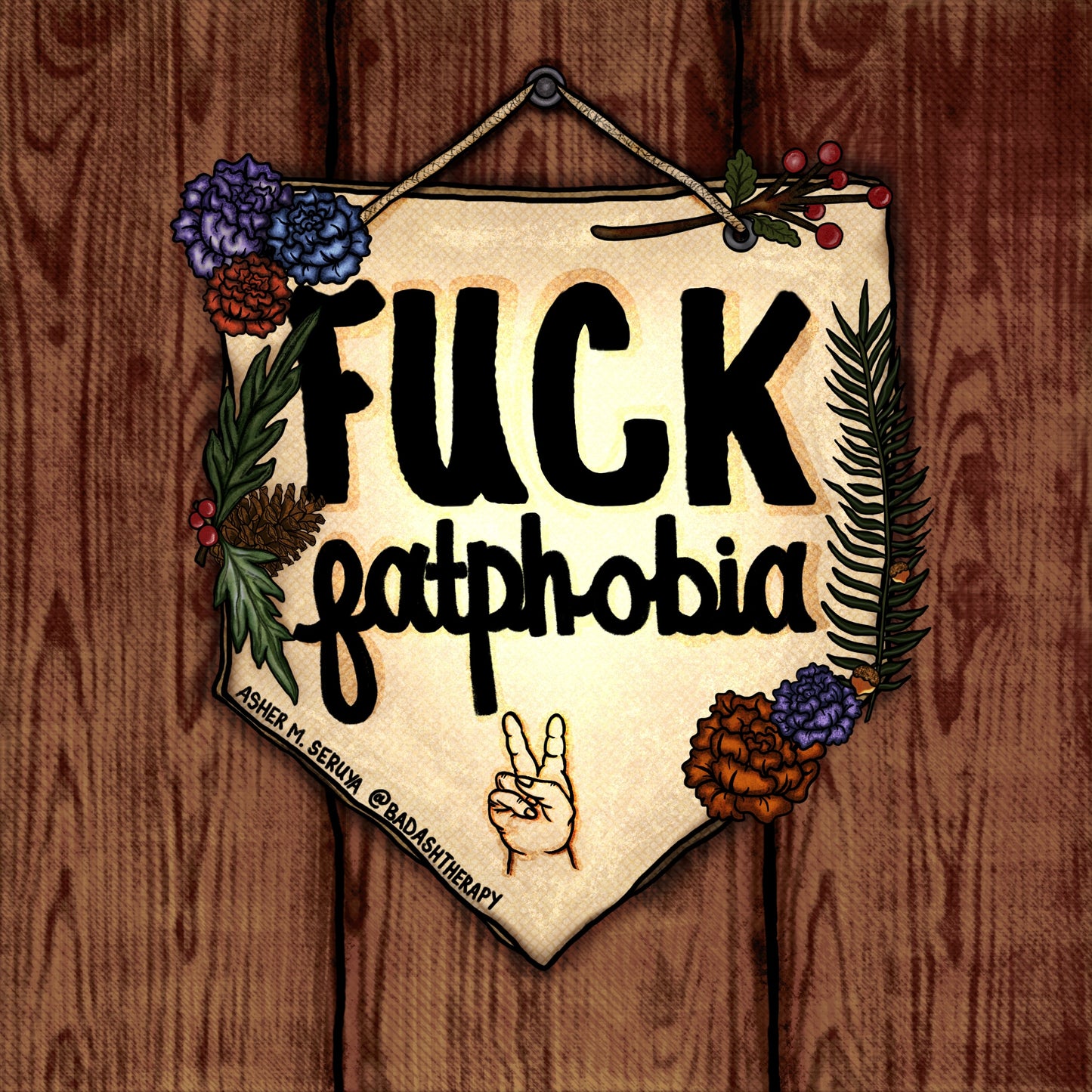 Fuck Fatphobia Pennant Digital Artwork - Art & Illustration