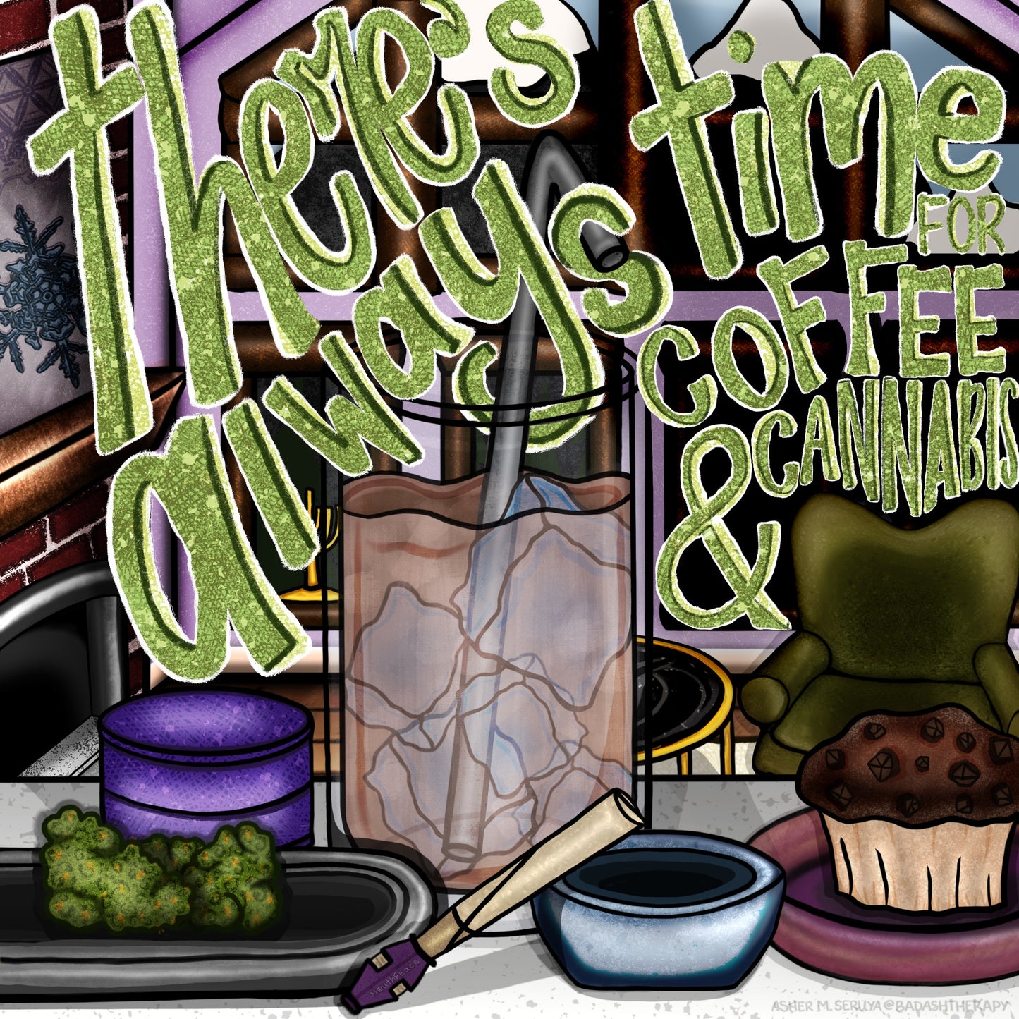 Coffee & Cannabis Digital Artwork - Art & Illustration