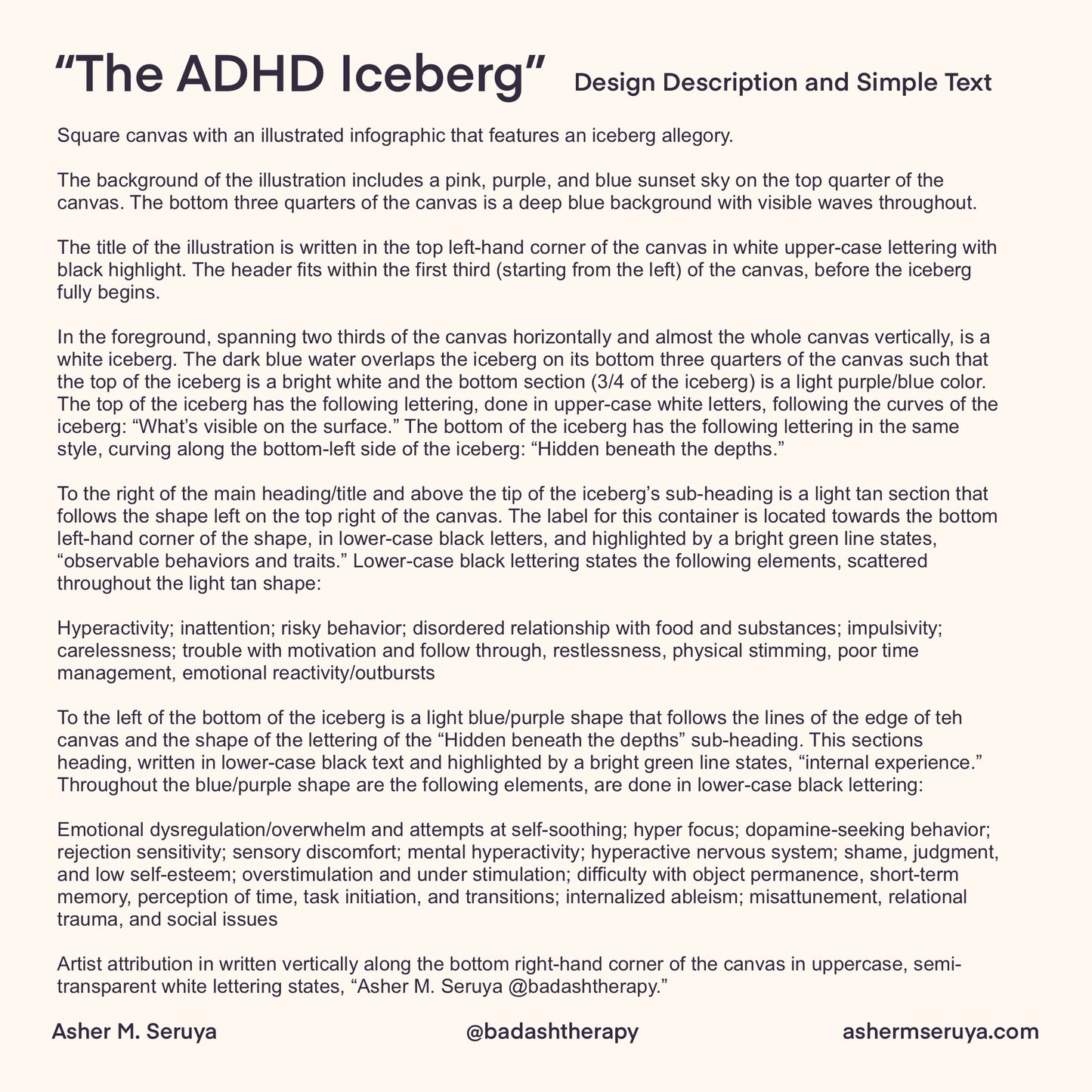 The ADHD Iceberg Digital Artwork - Illustrated Infographic